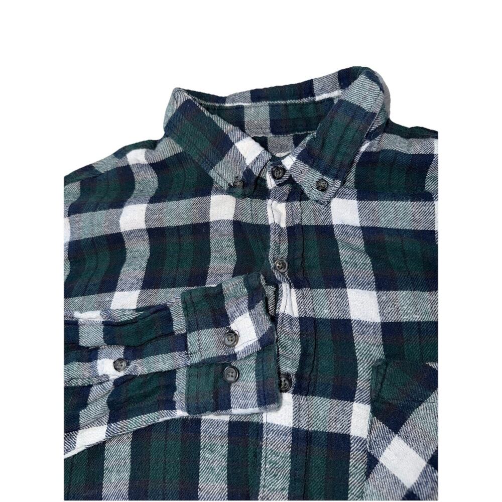Jackson Hole Men's L Green White Black Plaid Flannel Pocket Button-Down Shirt